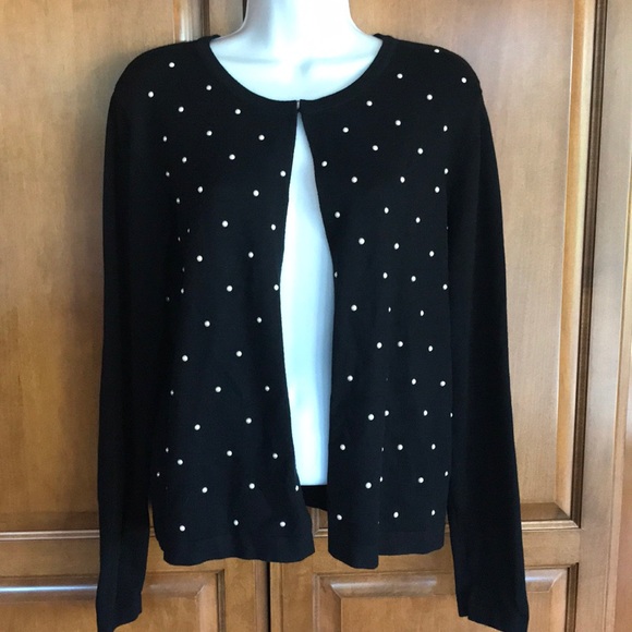 CHRISTINA Cardigan Sweater Black w/ Pearl Embellishments Size M Excellent Cond! - Picture 2 of 13